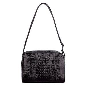 Bolsa quadrada de couro croco grafite Daiana
