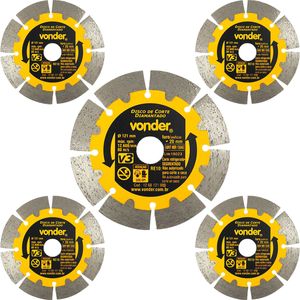 Kit 5 Disco Corte Diamantado 121mm V3 Segmentado para CPV3150 Vonder