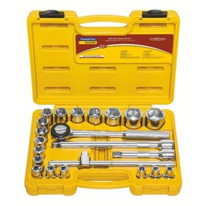 Jogo de Soquetes Sextavados Encaixe 1/2" Tramontina Master Aço Cromo Vanádio e Maleta 22 Peças