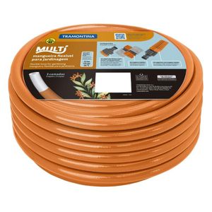 Mangueira Multi 1/2" Tramontina em PVC Laranja 3 Camadas 10m com Engates Rápidos e Esguicho
