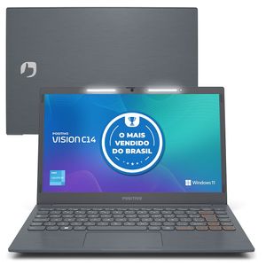 Notebook Positivo Vision Intel Celeron Dual Core 4GB 128GB eMMC Tela HD 14 Windows 11 + Microsoft 365 Personal Válido por 1 Ano - C14 Lumina BAR