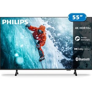 "Smart TV 55"" 4K Philips 55PUG7300/78 Titan OS Pixel Precise UHD Comando de Voz Preta"