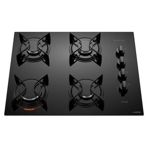 Cooktop a Gás Atlas U Top 4 Bocas Mesa de Vidro Preto Bivolt