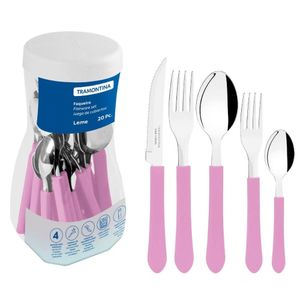 Faqueiro 20 Peças Tramontina Leme Lavanda 4 Pessoas Aço Inox com Pote