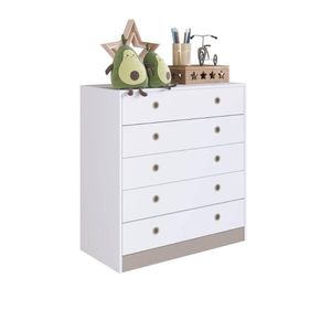 Cômoda Infantil 5 Gavetas Branca MDP Amore Meu Fofinho Quarto Art In Móveis