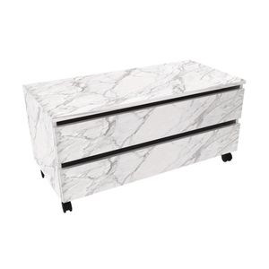 Balcão Gabinete para Banheiro 80cm com Rodízio e 2 Gavetas BN3603 Mármore Branco Sem Cuba