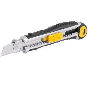 Estilete Profissional 18mm com 5 Lâminas Reposição Automática Corpo Metálico Emborrachado