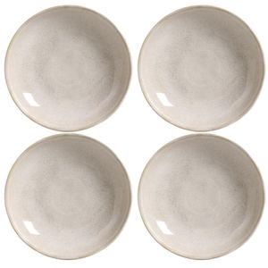 Jogo 4 Pratos Fundos Cerâmica Bio Latte 22cm Off White Porto Brasil Caldos Risotos