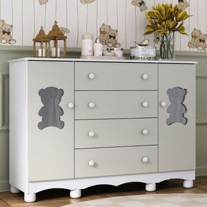 Cômoda Infantil 125cm 2 Portas com Vidro e 4 Gavetas Ternura Multimóveis MP4480
