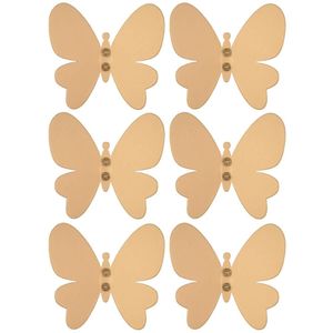 Kit 6 Ganchos Cabideiros Borboleta Dourada Decorar Organizar Closet Quarto Banheiro Masutti