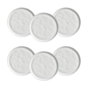 Conjunto de Pratos de Sobremesa Porto Brasil Linhas New White 21,5cm - 6 Peças