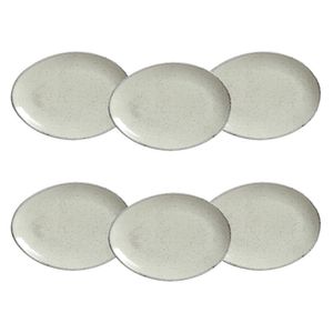 Conjunto de Pratos de Sobremesa Ovais Porto Brasil Orgânico Pistache 22,5cm - 6 peças