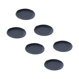 Conjunto de Pratos de Sobremesa Ovais Porto Brasil Orgânico Preto Matte 22,5cm - 6 peças