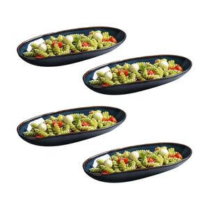 Conjunto de Travessas Ovais Grandes Porto Brasil Orgânico Oceano 32x16cm - 4 Peças