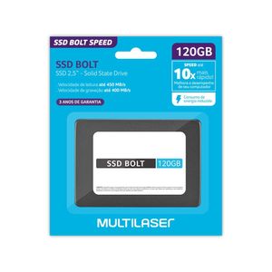 SSD Multilaser, 2.5 POL, SATA, 120GB, Bolt, Gravação até 400 MB/S - SS120 SS120