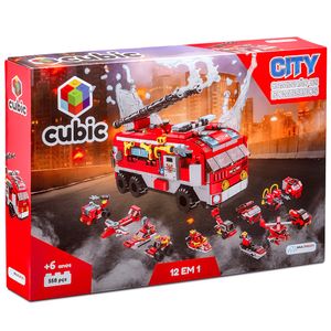 Cubic 12 em 1 Caminhão de Bombeiro 558 Peças - BR1200 BR1200