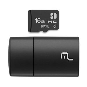 Kit 2 em 1 Leitor USB + Cartão De Memória Micro SD Classe 4 16GB Preto Multi - MC172 MC172