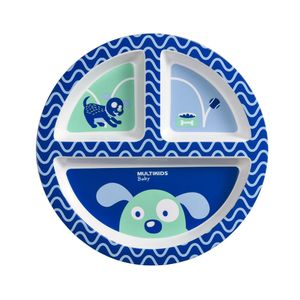 Prato com Divisória Funny Meal Doguito Azul Multikids Baby - BB1114 BB1114