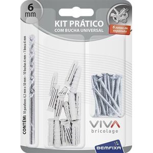 Kit Buchas para Concreto Bemfixa 6mm com Parafuso e Broca 21 Peças 3761