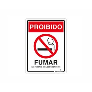 Placa Sinalizadora Proibido Fumar Autoadesiva 20x15cm Bemfixa