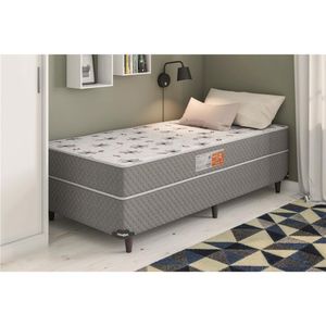 Cama Box Conjugado Solteiro Umaflex Verona com Molas Ensacadas 59x88x188 cm - Cinza/Branca