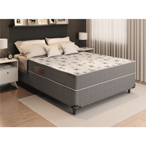 Cama Box Conjugado Casal Umaflex Verona com Molas Ensacadas 59x138x188 cm - Cinza/Branca