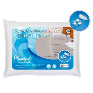 Travesseiro Plumasul Penas e Plumas de Ganso 233 fios 45 x 65 cm - Branco
