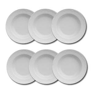 Conjunto de Pratos Fundos Germer Cottage em Porcelana Branco – 6 Peças