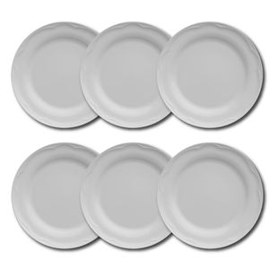 Conjunto de Pratos Rasos Germer Cottage em Porcelana Branco – 6 Peças