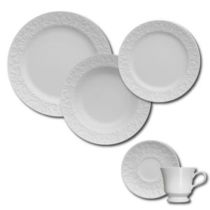 Aparelho de Jantar, Chá e Sobremesa 20 Peças Germer Tassel em Porcelana - Branco