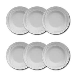 Conjunto de Pratos Fundos Germer Diamante em Porcelana Branco – 6 Peças