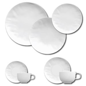 Aparelho de Jantar, Chá, Café e Sobremesa 42 Peças Germer Orgânico em Porcelana – Branco