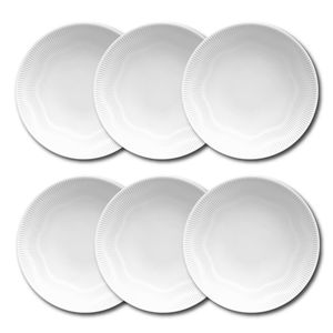 Conjunto de Pratos Fundos Germer Shell em Porcelana Branco – 6 Peças