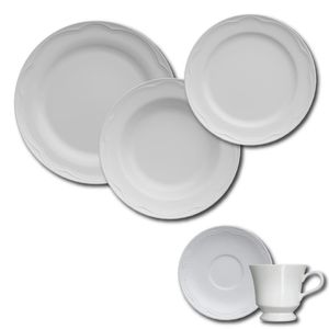 Aparelho de Jantar, Chá e Sobremesa 30 Peças Germer Cottage em Porcelana - Branco