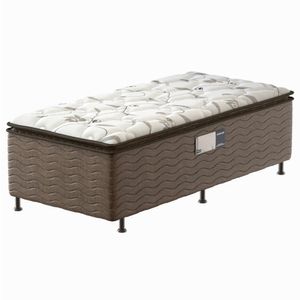 Cama Box Conjugada de Solteiro PROdormir Gray com Pillow Top e Espuma D28 50x88x188 cm – Branco/Marrom