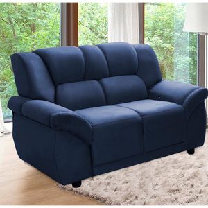 Sofá 2 Lugares Hellen Buarque em Veludo Azul 140 cm de largura
