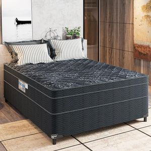 Cama Box Casal Portobel + Colchão Casal Portobel Diplomata Orthopedic com Espuma D-45 65x138x188 cm - Preto