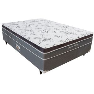 Cama Box Conjugada Casal Herval Nature Bambu com Pillow Inn e Molas Bonnel 56x138x188cm - Preto/Cinza