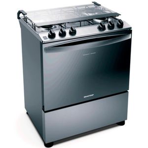 Fogão Brastemp 5 Bocas BFS5NCR com Botões Removíveis e Exclusivo Aro Protetor Bivolt - Inox