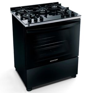Fogão Brastemp 5 Bocas BFS5VCE com Mesa De Vidro e Turbo Chama Bivolt - Preto