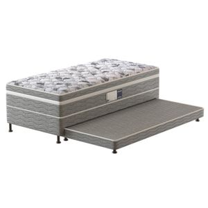 Cama Box Conjugada de Solteiro PROdormir Advanced com Cama Auxiliar – Branco/Cinza