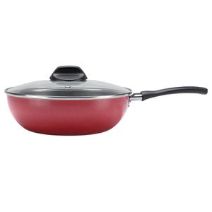 Wok com Tampa Brinox Garlic Vermelho Antiaderente - 24cm