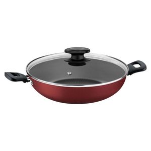 Panela Wok com Tampa Tramontina Loreto com Revestimento Interno Antiaderente Starflon T1 Vermelha  28 cm