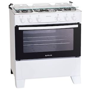 Fogão Atlas 5 Bocas Mônaco Plus com Mesa de Inox Bivolt  Branco