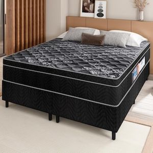 Cama Box Queen Portobel + Colchão Queen Portobel Diplomata Orthopedic com Espuma D-45 65x158x198 cm - Preto