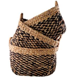 Conjunto de Cestas em Fibra Natural L`Hermitage Retangulares com Alças  3 Peças