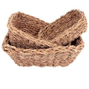 Conjunto de Cestas em Fibra Natural L`Hermitage 23371 Retangulares  3 Peças