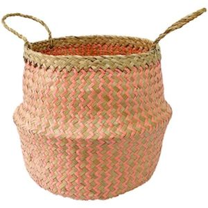 Cesta Redonda L’Hermitage Mundi em Fibra Natural com Alças Rosa – 26 cm