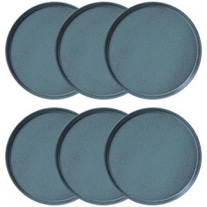 Conjunto com 6 Pratos Rasos Porto Brasil Neo Night Sky em Stoneware 27 cm  Azul