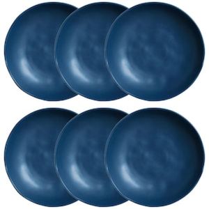 Conjunto com 6 Pratos Fundos Porto Brasil Bio Boreal em Stoneware 22,5 cm  Azul